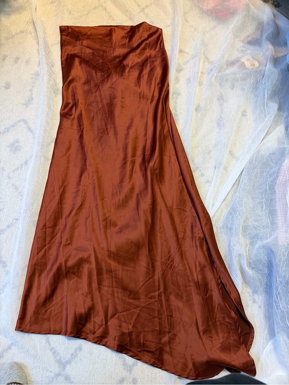 Gorgeous Midi Slip Dress in Rust Brown